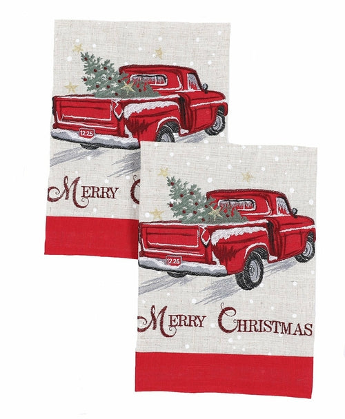 Vintage Red Truck Christmas S Tea Towel | Set of 2